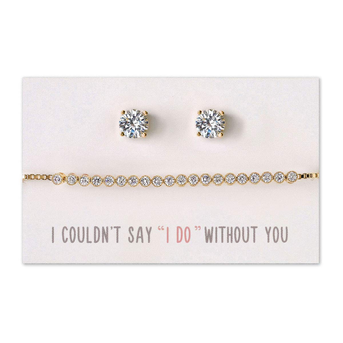 Elegant Crystal Bridesmaid Jewelry Set - Gold, Rose Gold & Silver Bracelet & Earring Gift for Wedding Party | Perfect for Bridal Shower, Bachelorette Party & Special Occasions