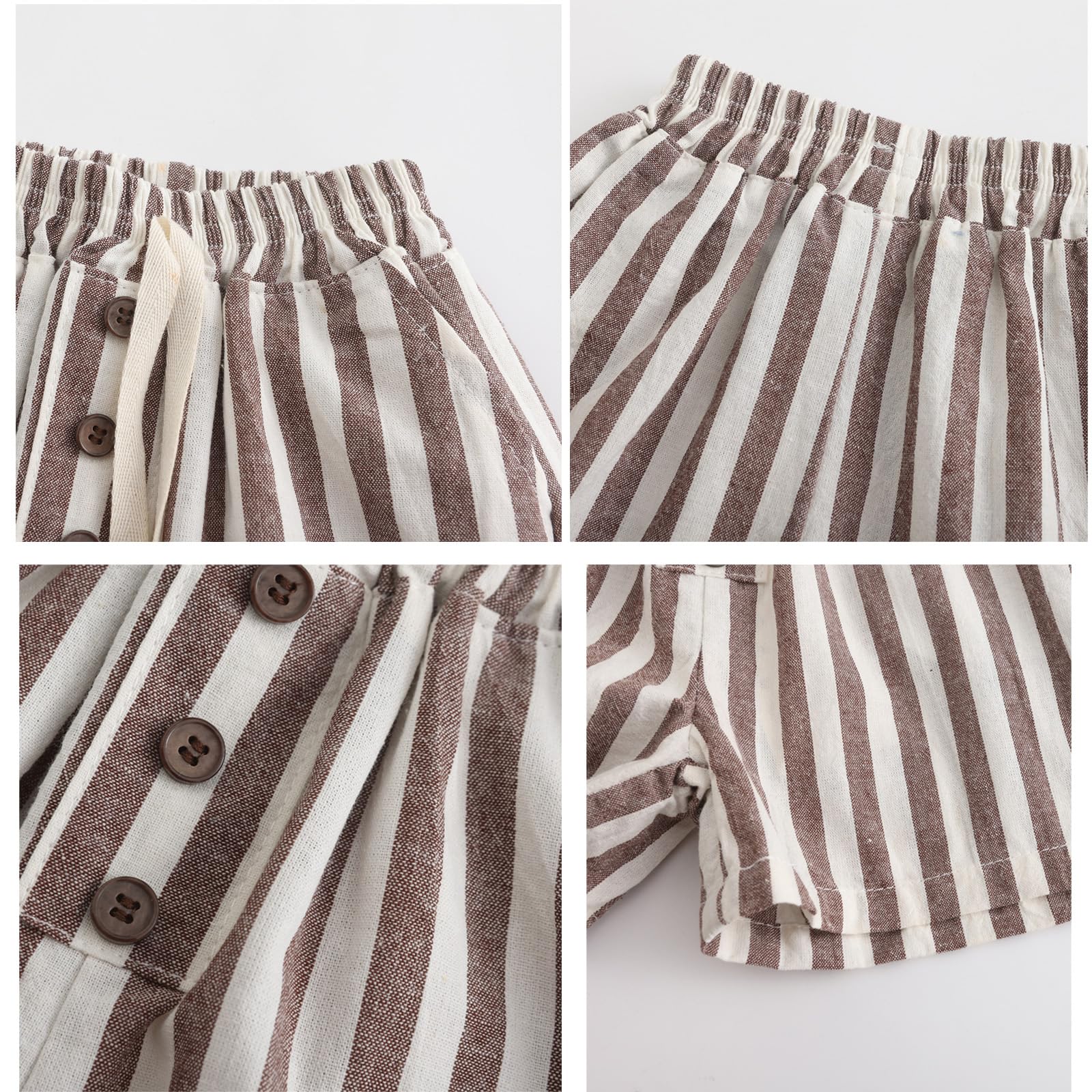 Ashmyova Boys' Classic Cotton Shorts - Lightweight Striped Elastic Waist Casual Summer Shorts for Toddlers (2-Pack) | Perfect for Playtime, Beach & Outdoor Activities