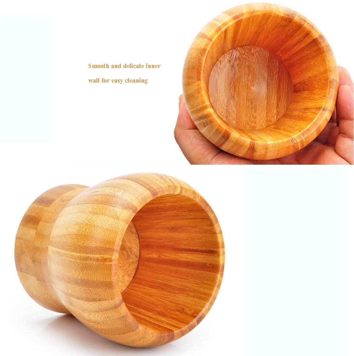 Natural Bamboo Mortar and Pestle Set - 100% Organic Spice Grinder for Crushing Herbs, Garlic, Pepper, Nuts & Making Guacamole - Eco-Friendly Kitchen Tool for Cooking, Baking & Meal Prep