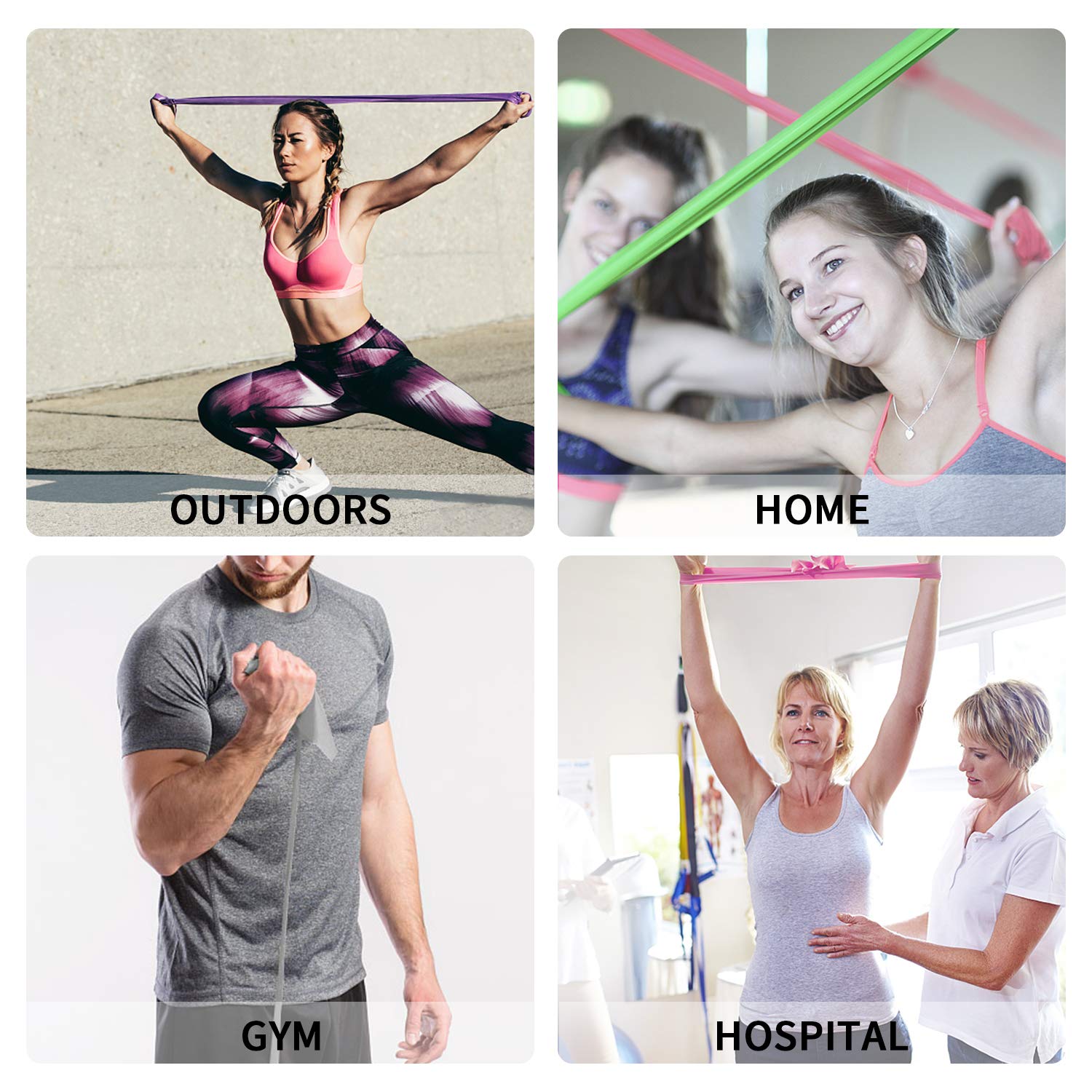 PROIRON 1.5M Resistance Bands Set with 4 Levels - Premium Elastic Exercise Bands for Men & Women - Ideal for Strength Training, Yoga, Pilates, Stretching & Home Workouts (Purple) - Perfect for Gym, Physical Therapy & Fitness Enthusiasts