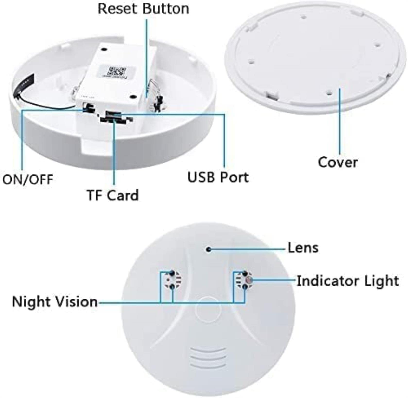 AADECOR Hidden Camera with Smoke Detector, 1080P Full HD Indoor WiFi Security Camera with Night Vision & Motion Detection - 32GB Storage for Home, Office, Baby & Pet Monitoring