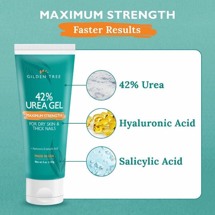 GILDEN TREE Maximum Strength 42% Urea Foot Gel & Moisturizing Cream Bundle - Professional Cracked Heel Treatment for Dry, Rough Feet - Perfect for Pedicures & At-Home Foot Care