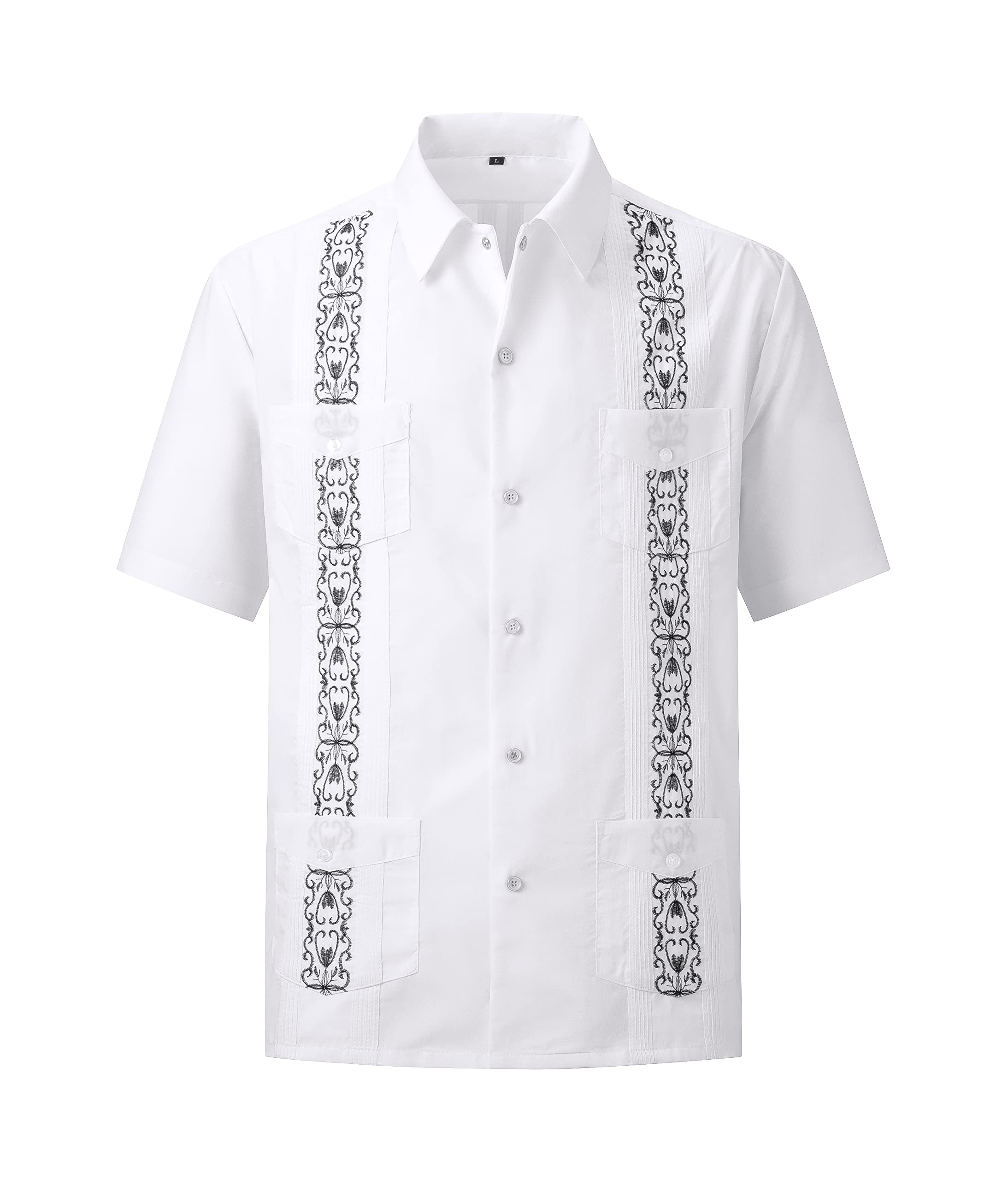 **Men's Guayabera Shirts - Short Sleeve Casual Button-Up Shirt for Summer, Beach & Vacation | Lightweight & Breathable Fabric**