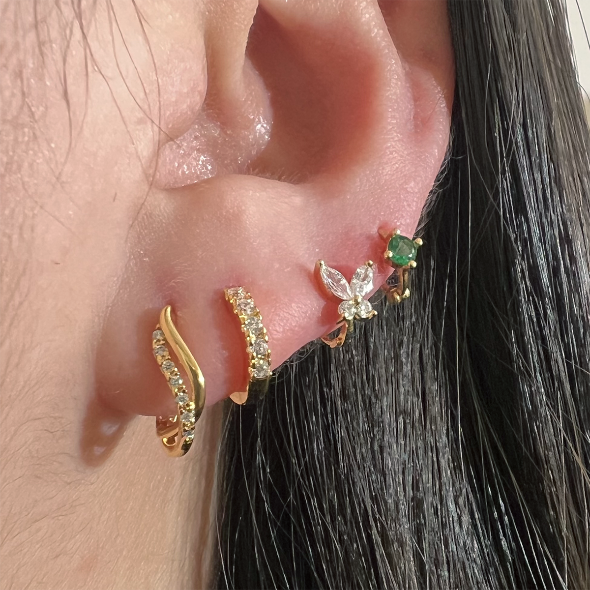 Crystal Huggie Earrings for Women - Minimalist Gold Hoop Earrings with Sparkling Stones | Perfect for Everyday Wear, Parties & Gifts