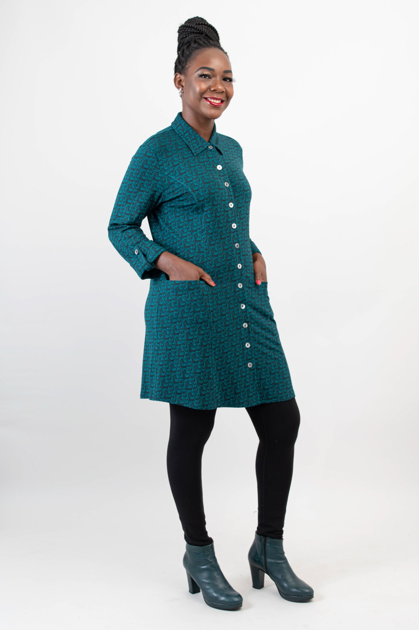 Charlie Tunic in Ocean Waves Print - Soft Bamboo Fabric Women's Top - Perfect for Beach Vacations & Summer Outings