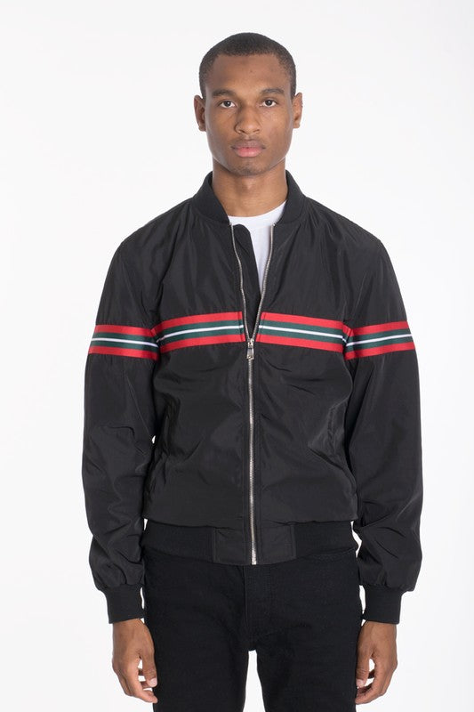 Luxury Woven Taped Bomber Jacket for Men - Stylish Lightweight Outerwear for Casual & Streetwear Fashion | Perfect for Fall, Winter & Spring Seasons