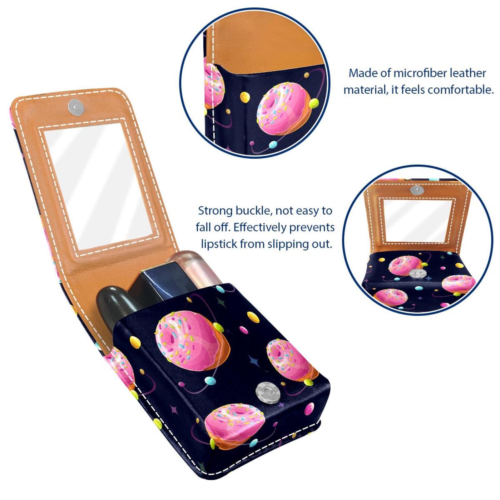 Personalized Lipstick Case - Portable Makeup Bag & Cosmetic Pouch Organizer for Lipsticks, Space Donut Planet Universe Design - Perfect for Travel, Daily Use & Gift Giving