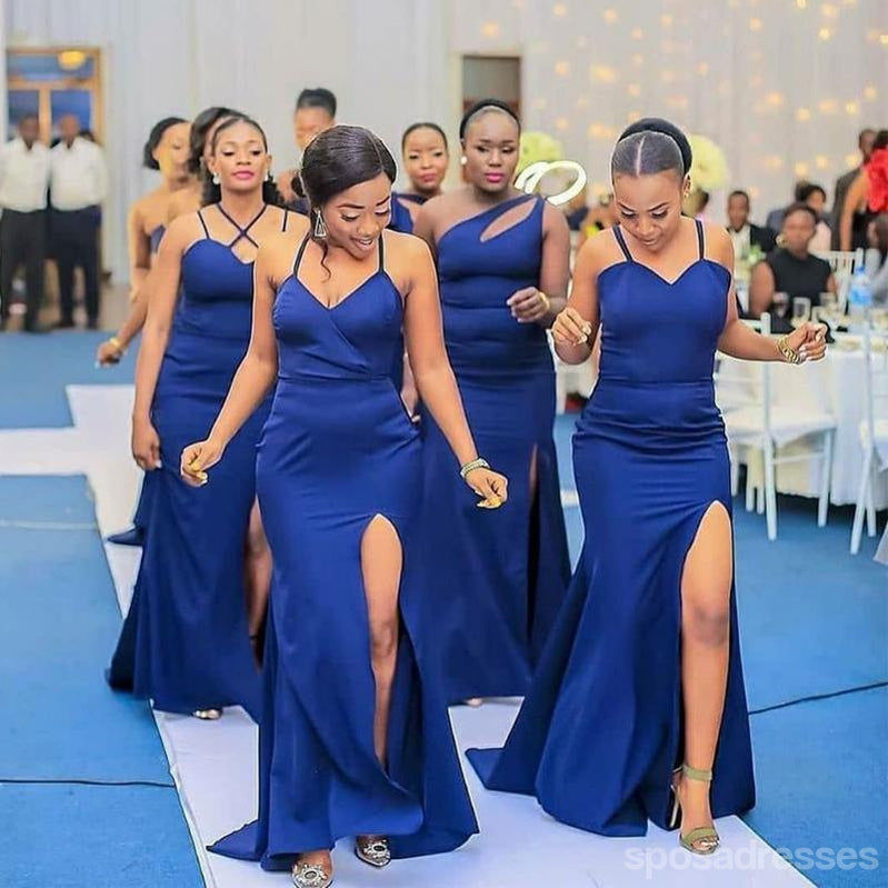 Royal Blue Mermaid Bridesmaid Dress with Spaghetti Straps & High Slit - Elegant Long Formal Gown WG1145 for Weddings, Prom & Special Occasions