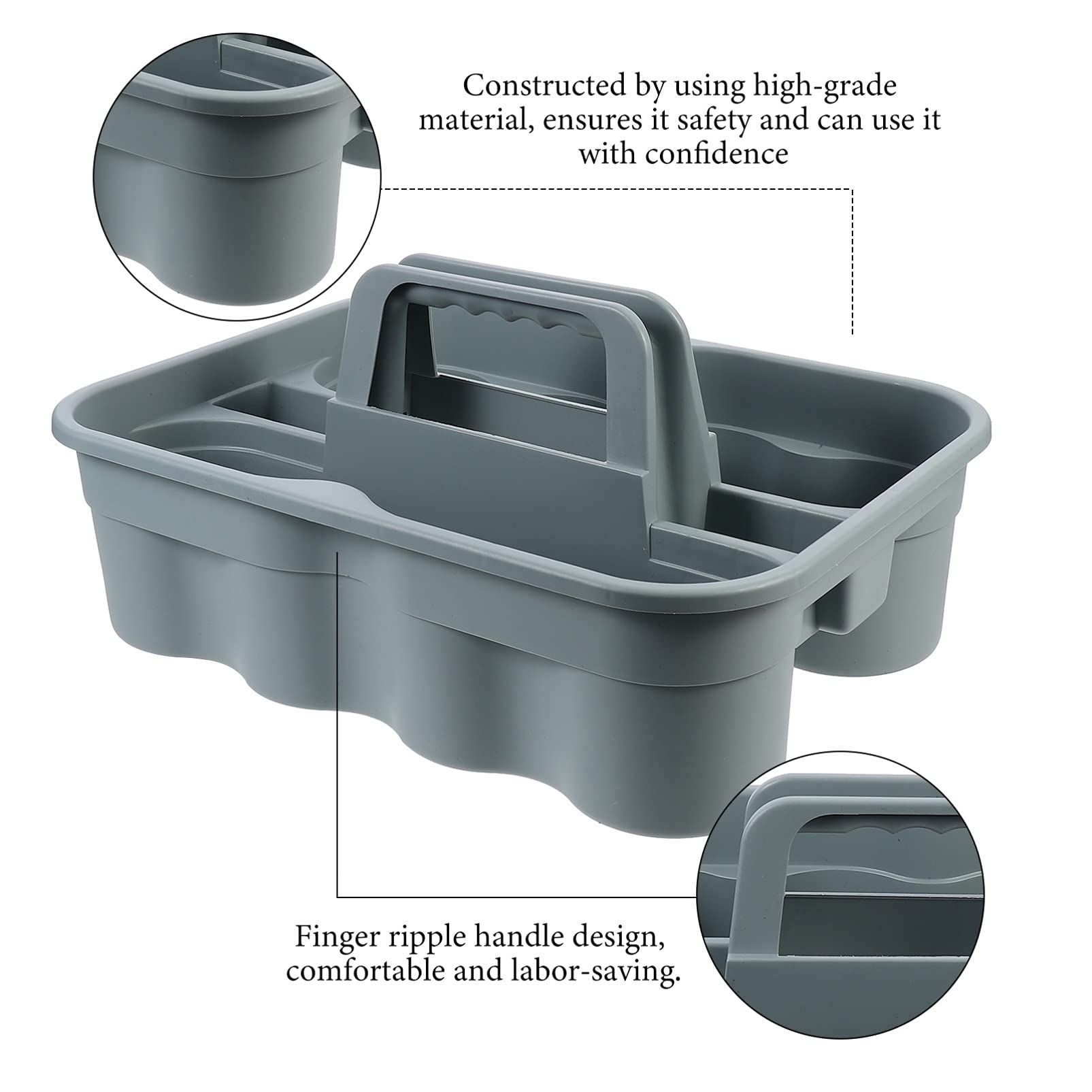 3-Compartment Plastic Cleaning Basket - Multi-Purpose Storage Organizer for Kitchen, Bathroom & Laundry - Perfect for Sponges, Brushes & Cleaning Supplies