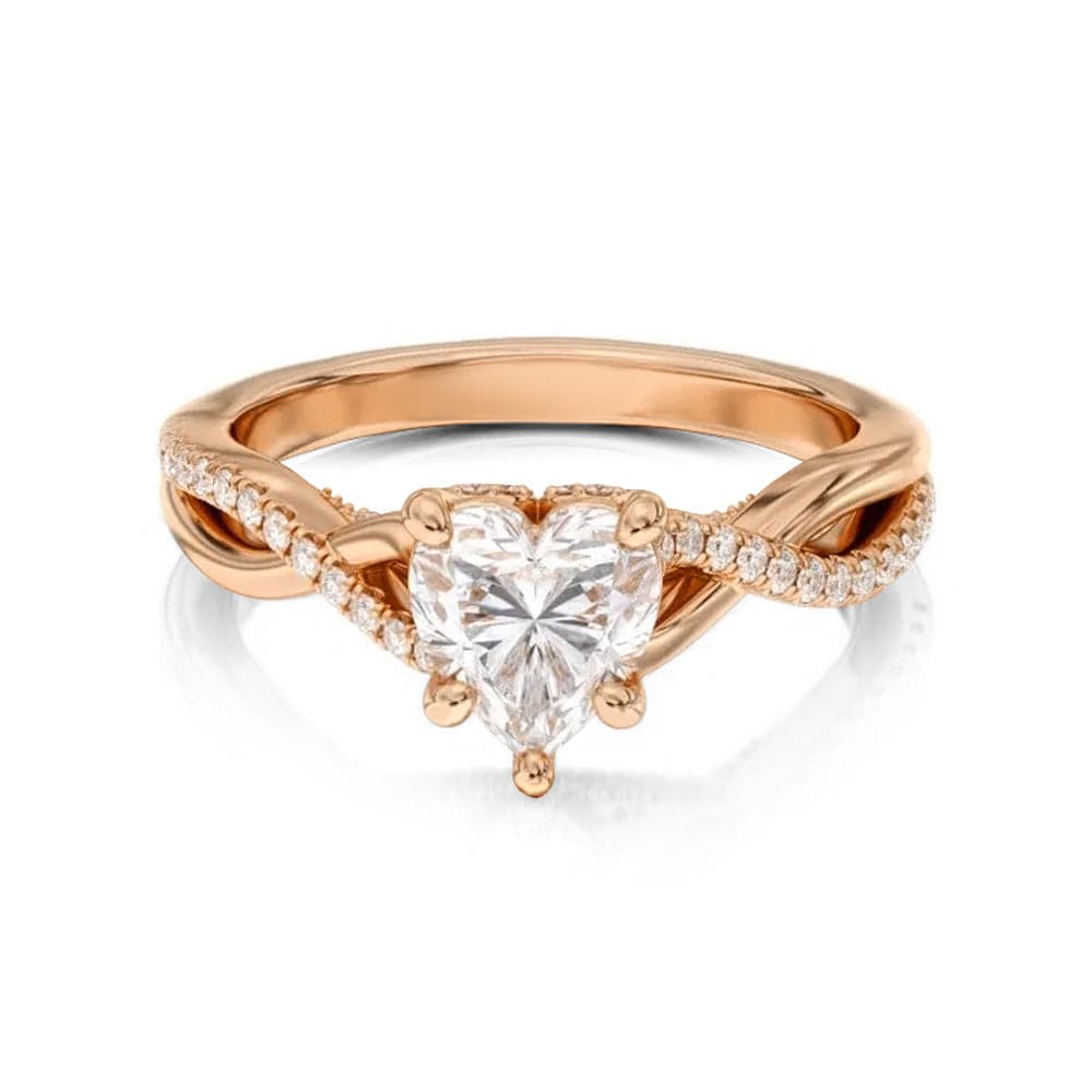 1.5 Carat Heart Shaped Moissanite Engagement Ring for Women - 14K White Gold Twisted Band with Hidden Diamond Accents - Perfect for Valentine's Day Proposals & Anniversary Gifts