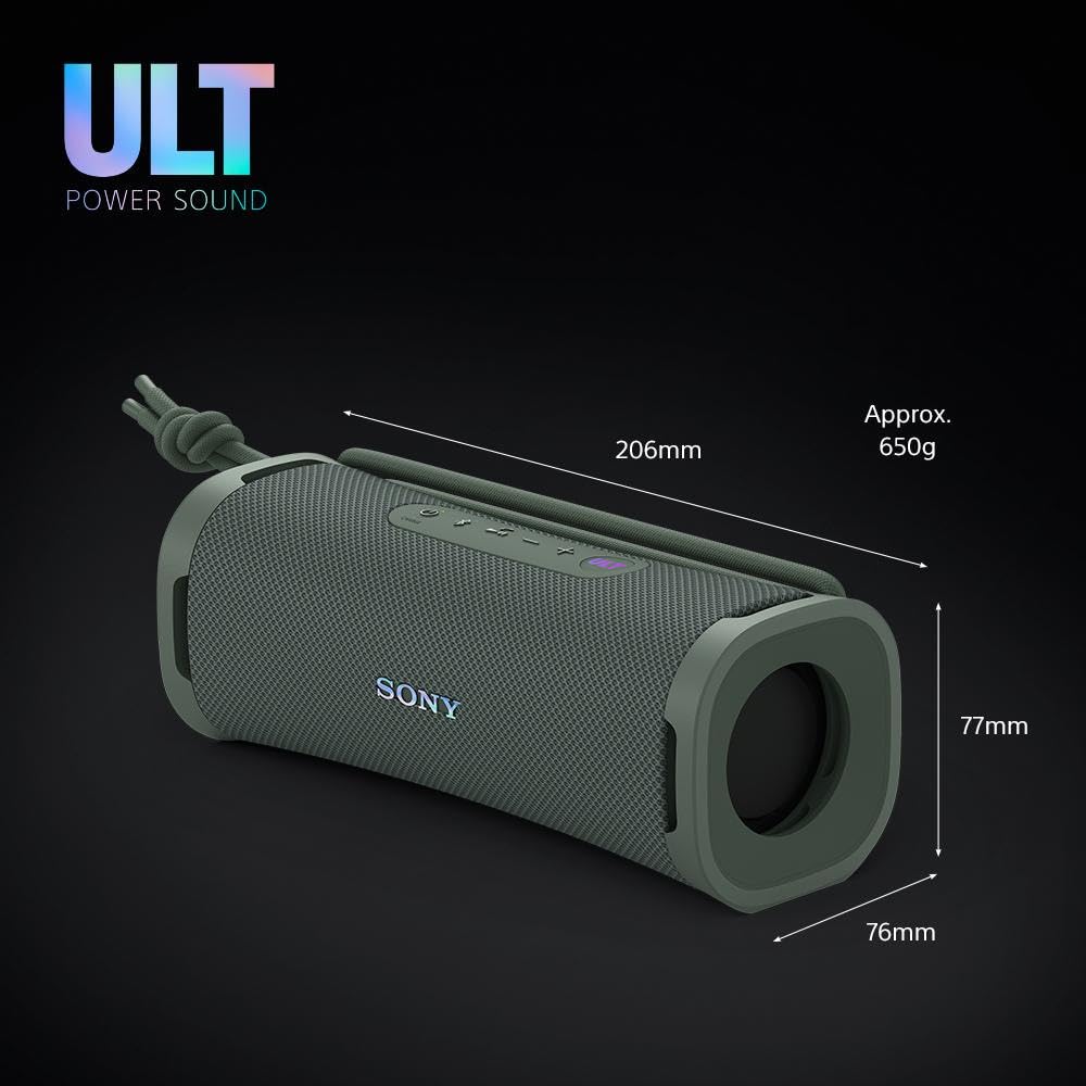 Sony ULT FIELD 1 Wireless Bluetooth Speaker - IP67 Waterproof, Dustproof & Shockproof | ULT POWER SOUND with Deep Bass | 12-Hour Battery | Clear Call Quality | Perfect for Outdoor, Travel, Camping & Beach (Forest Gray)
