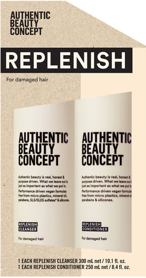 Authentic Beauty Concept Replenish Holiday Duo Set - Hydrating Hair Care Gift for Dry & Damaged Hair | Perfect for Winter Holidays, Travel & Self-Care Routine