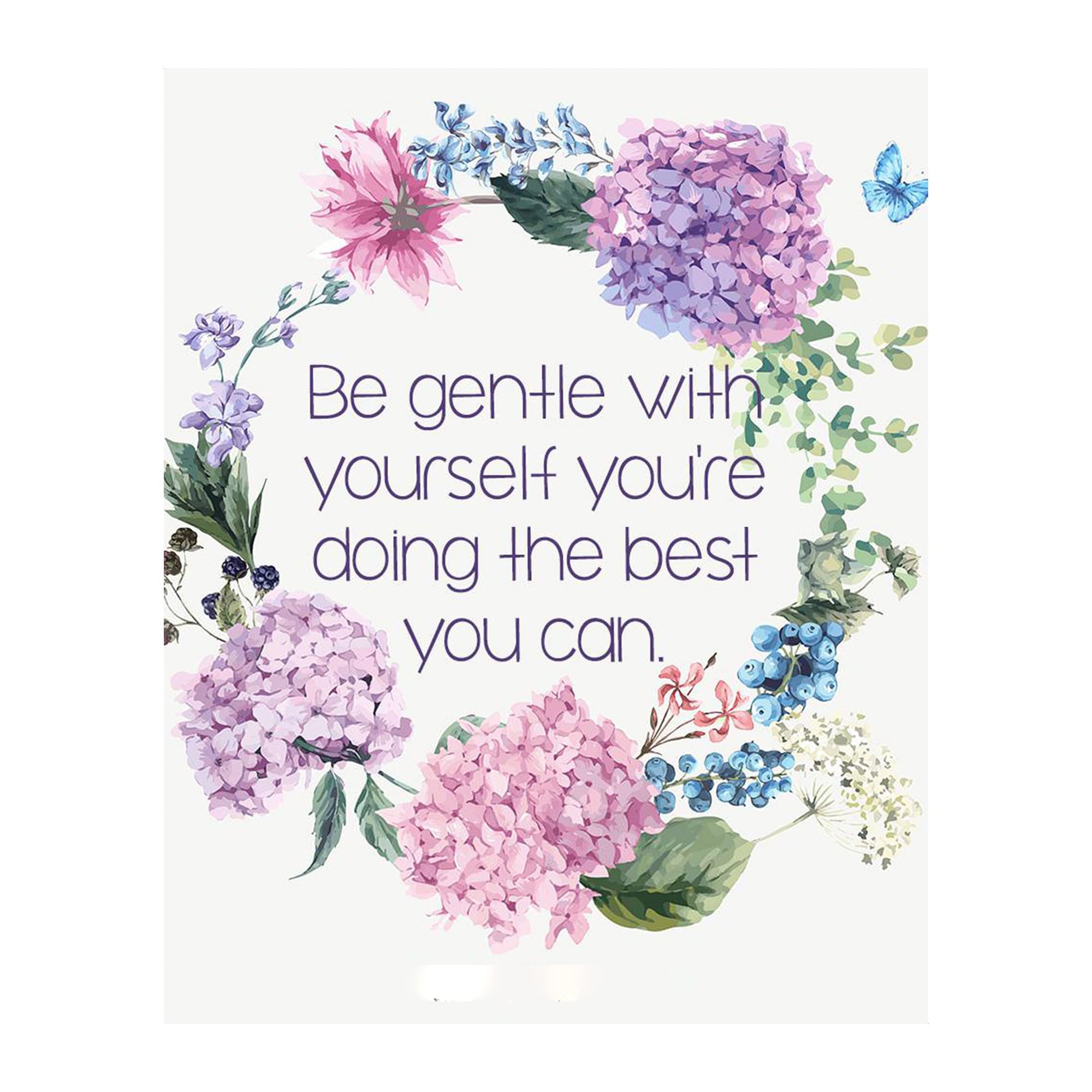 Be Gentle With Yourself - Inspirational Floral Wall Art Print | Motivational Home Decor for Bedroom, Office & Farmhouse | Uplifting Gift Idea with Positive Message | Unframed 8x10 Inches | Perfect for Stress Relief & Mindfulness Spaces