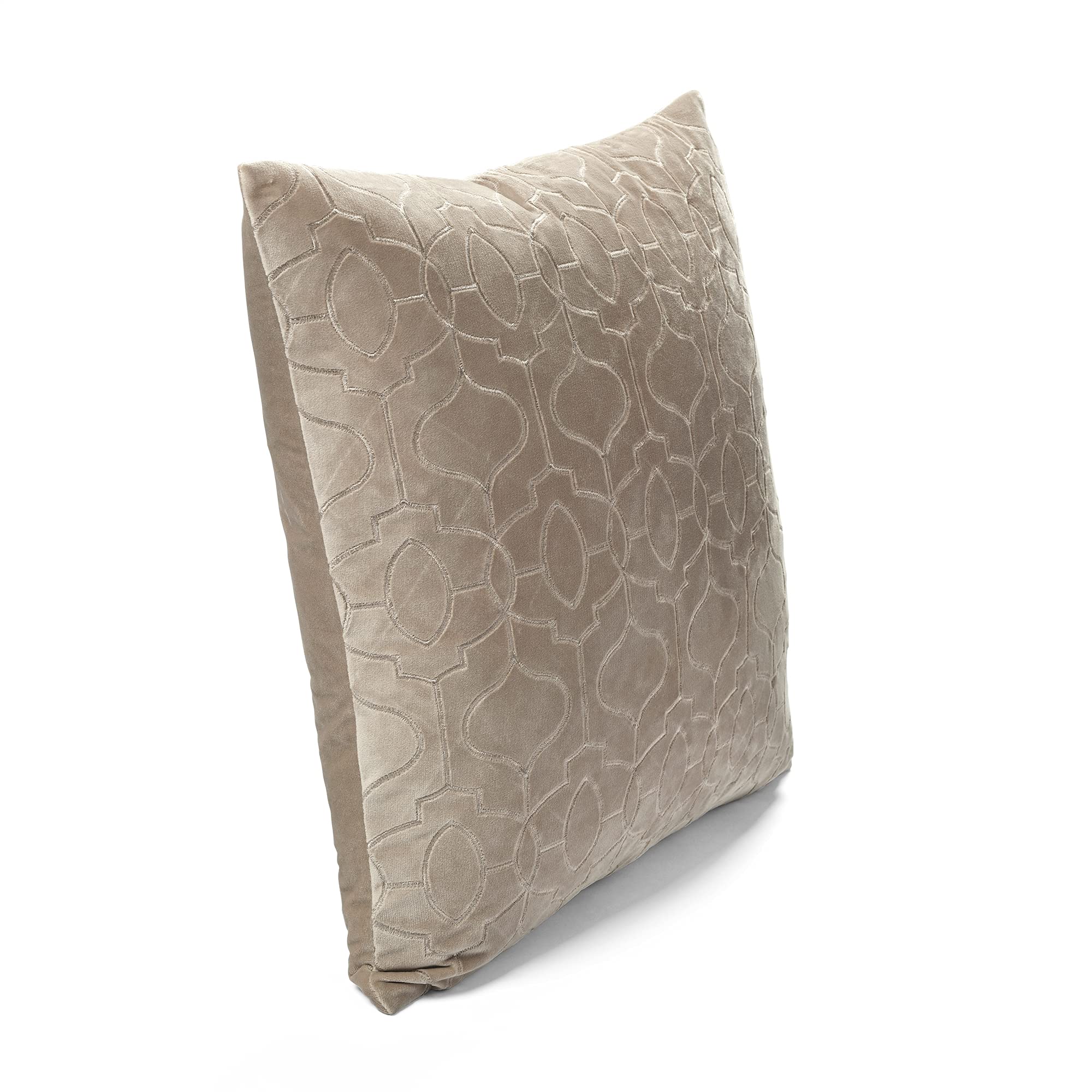 Lush Decor Velvet Geo Decorative Throw Pillow Cover 20x20 Inches - Soft Taupe Square Cushion Case for Sofa, Bed, Chair - Modern Geometric Home Decor Accent for Living Room, Bedroom, Office
