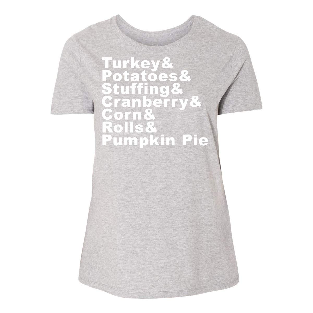 Thanksgiving Turkey & Potatoes Women's Plus Size T-Shirt - Funny Holiday Graphic Tee for Family Gatherings & Friendsgiving Parties