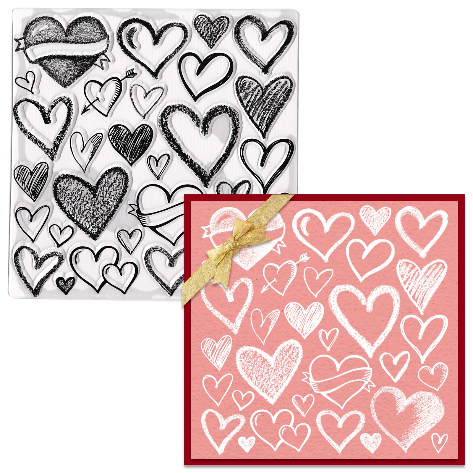 Valentine's Day Clear Rubber Stamps - Love Hearts Background Stamps for DIY Card Making, Scrapbooking, Photo Albums & Paper Crafts - Perfect for Valentine's Day Greeting Cards, Invitations & Gift Tags