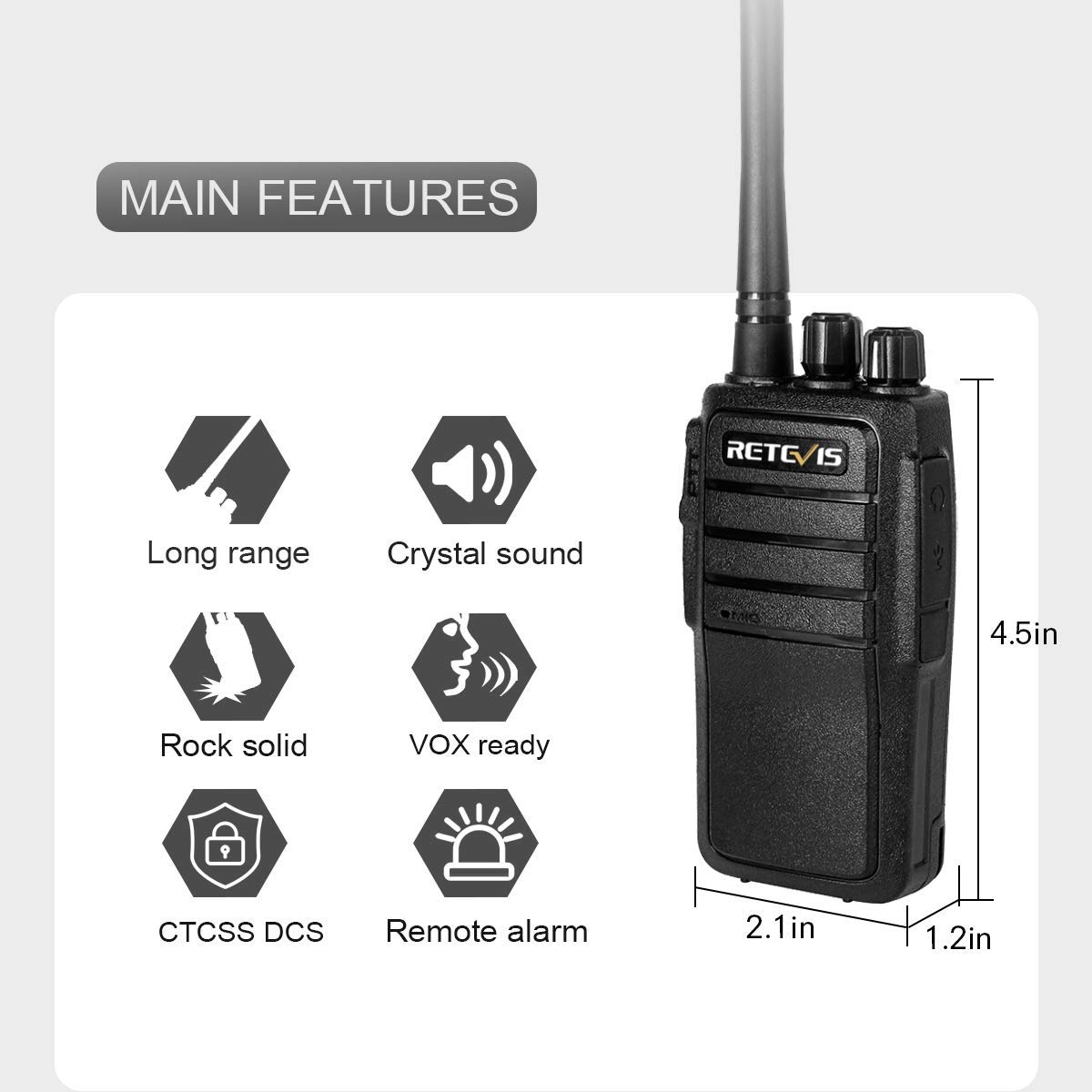 Retevis RT21 Rechargeable Long Range Two-Way Radios - 16CH Business Walkie Talkies with 1100mAh Battery & Wall Charger Base (10 Pack) - Ideal for Construction, Warehouse, Retail & Outdoor Activities