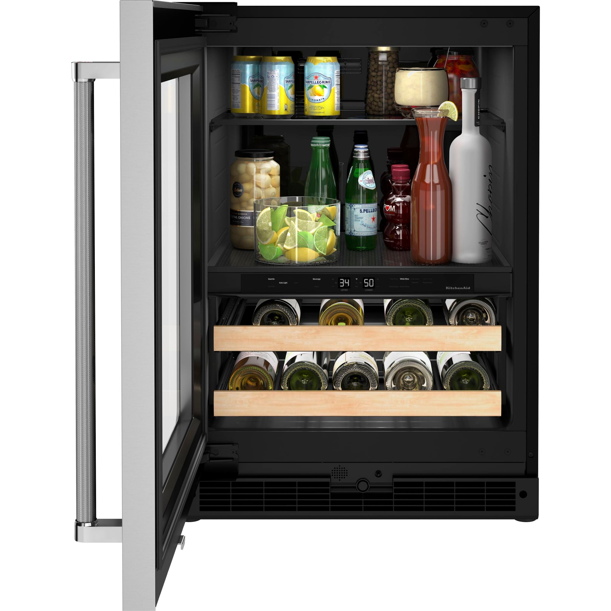 KitchenAid KUBL214KSB 24-Inch Built-In Beverage Cooler - Stainless Steel Refrigerator for Wine, Beer & Soda - Perfect for Home Bar, Kitchen & Entertainment Areas