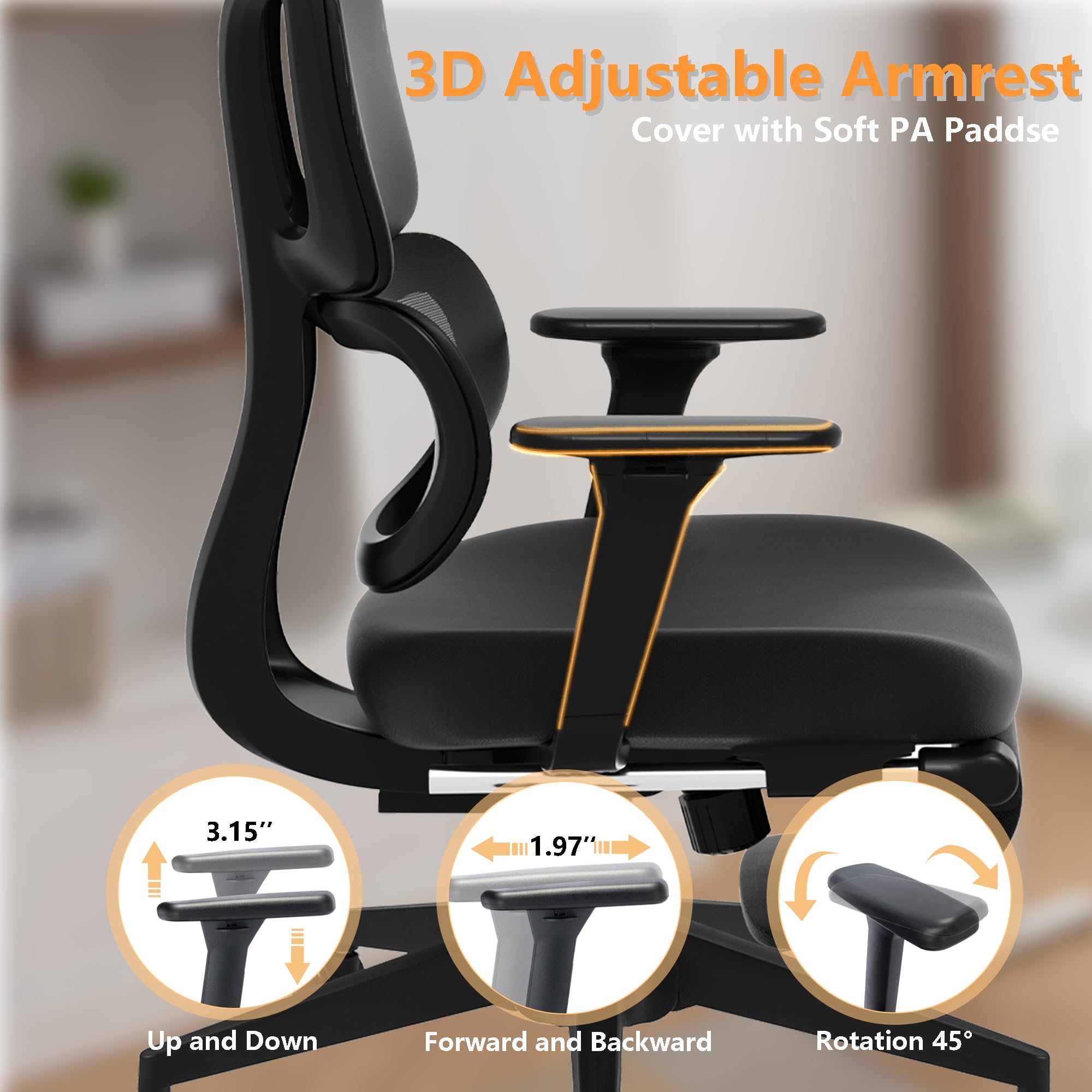 FLEXISPOT Big and Tall Ergonomic Mesh Office Chair - Adjustable Computer Desk Chair with Footrest, Lumbar Support & 360° Swivel - Black Mesh Executive Chair for Home Office & Gaming Setup