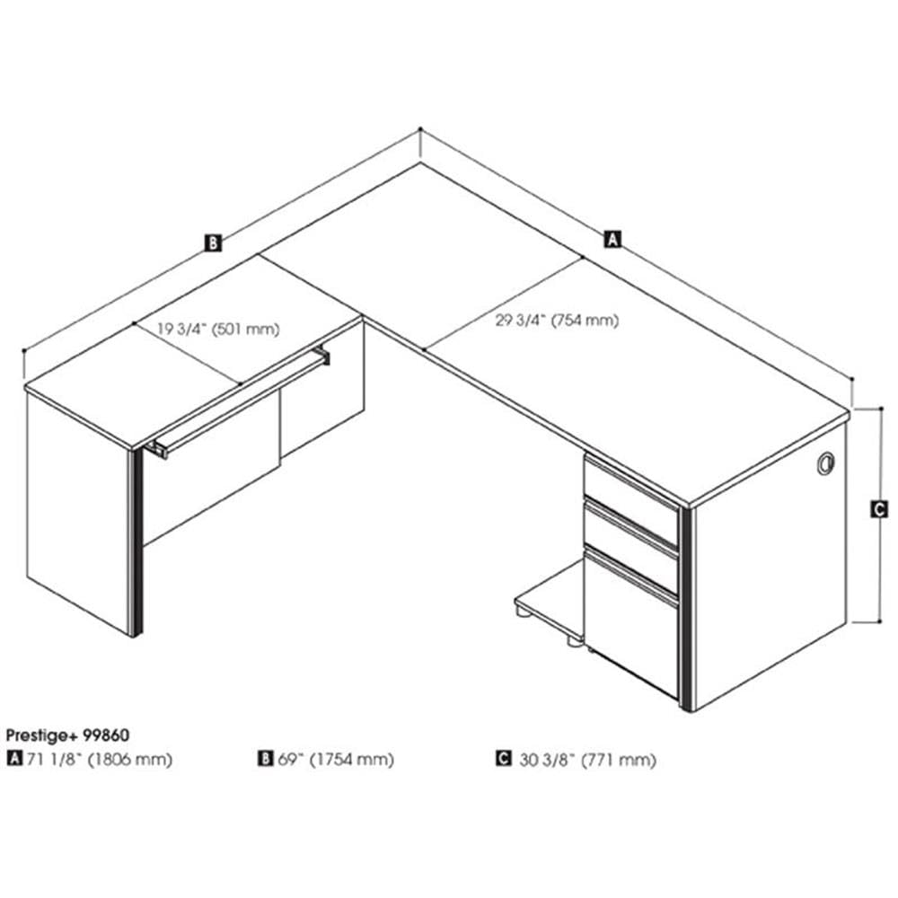 Atlin Designs 4-Piece L-Shaped Computer Desk in Bark Gray & Slate - Home Office Workstation for Gaming, Study & Remote Work