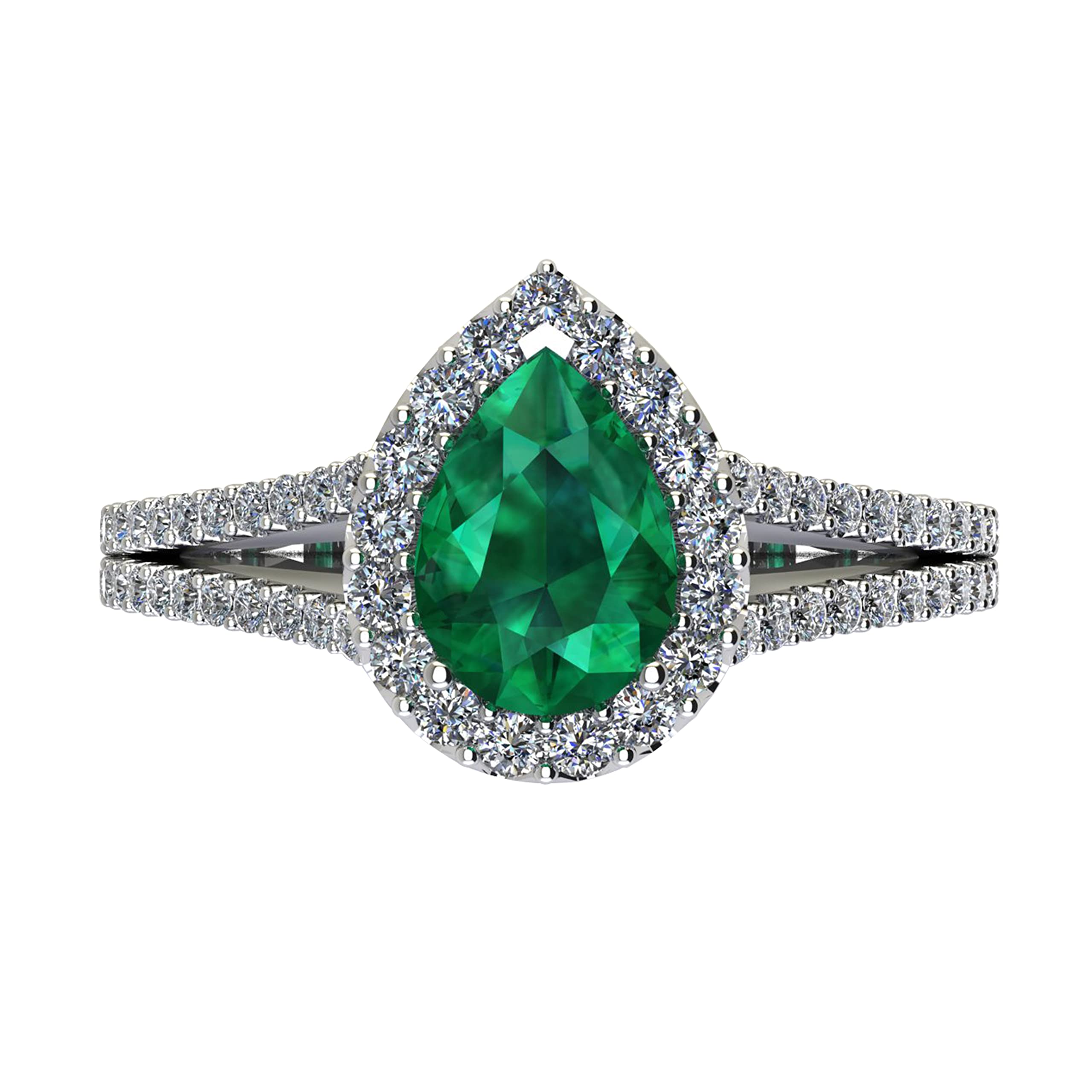 2 Carat Pear Cut Emerald Diamond Engagement Ring for Women - Classic Split Shank Halo Design (1.5 Ct Center, Heirloom Quality AAA+) - Perfect for Proposals, Anniversaries & Special Occasions