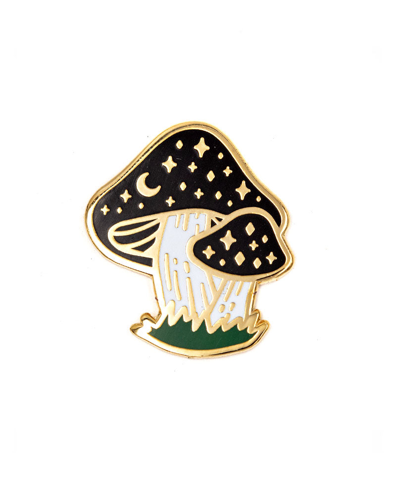 Cosmic Mushroom Enamel Pin - Cute Aesthetic Mushroom Brooch for Backpacks, Jackets & Denim - Perfect for Indie Fashion & Festival Outfits