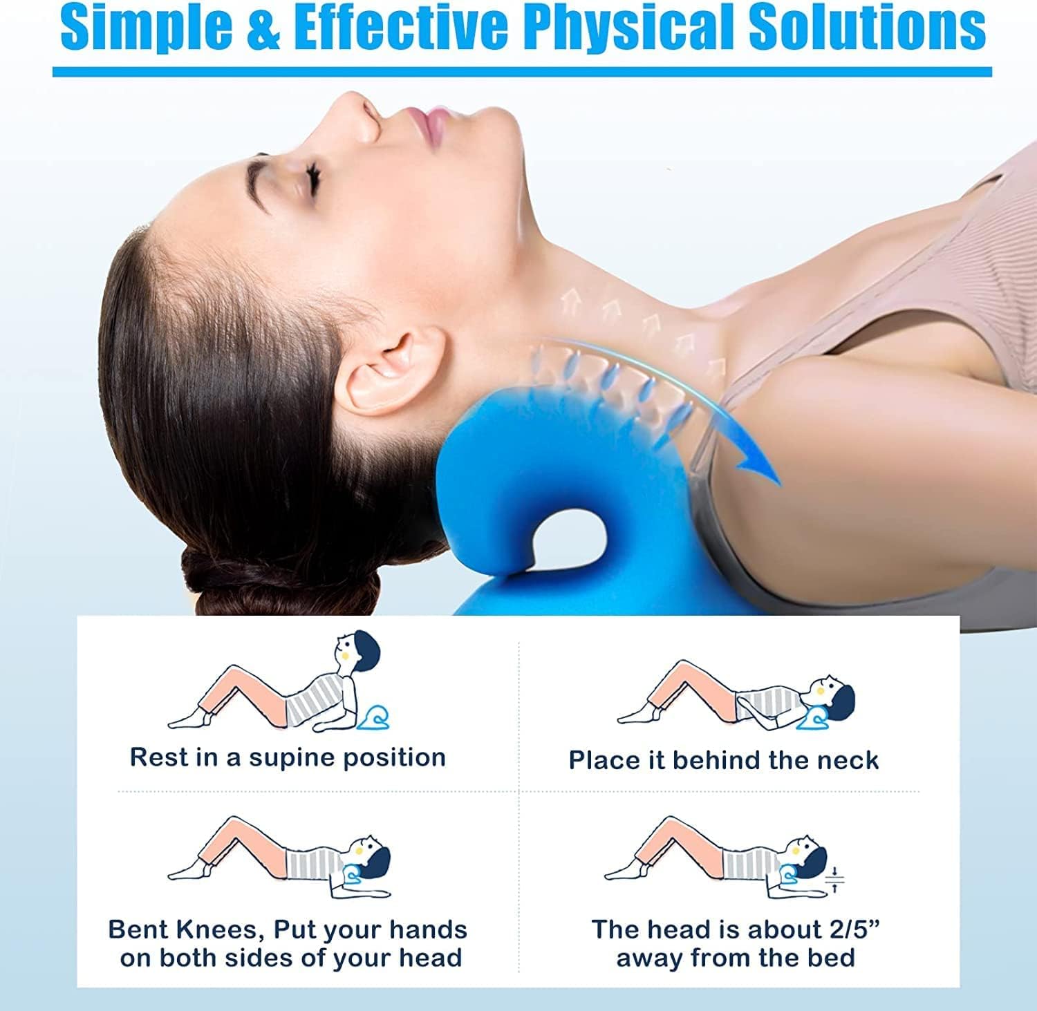 HARICEN Orthopedic Neck Pillow for Pain Relief - Ergonomic Neck & Shoulder Relaxer, Chiropractic Traction Support Pillow with Silicone Material (Multicolor) - Perfect for Office, Travel, Home Use & Cervical Spine Therapy