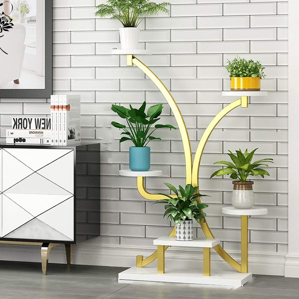 5 Tier Flower Pot Stand - 96x70cm Multi-Purpose Curved Plant Shelf with Wheels for Bonsai, Indoor Plants | Balcony, Living Room, Garden Decor & Display Organizer