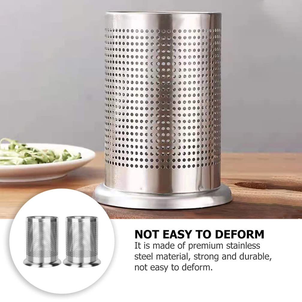 2-Pack Stainless Steel Kitchen Utensil Holder - Multi-Purpose Chopstick, Straw & Silverware Organizer for Countertop - Perfect for Kitchen, Home Office & Desk Organization (Pen Holder Included)