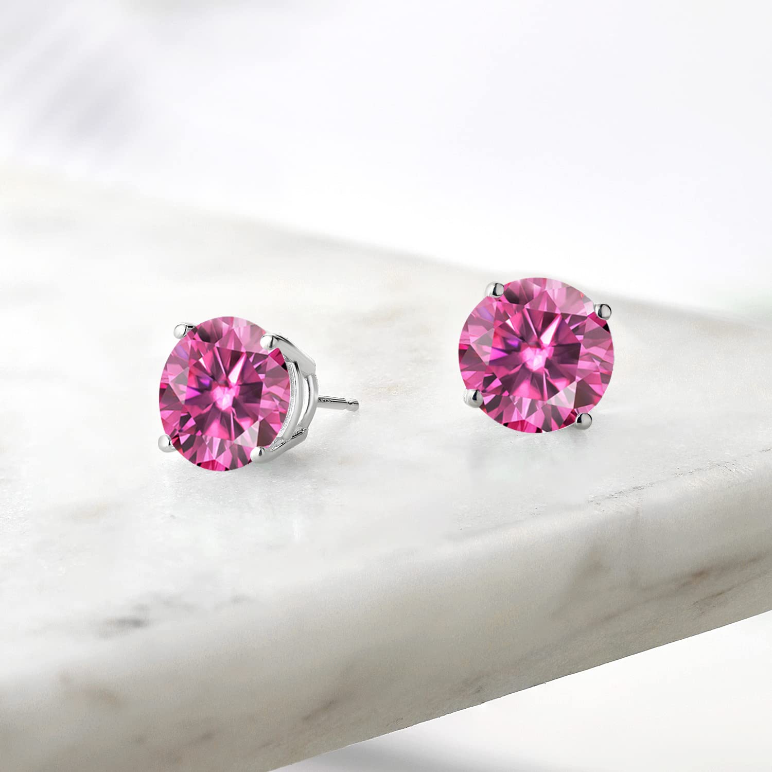 Gem Stone King 10MM Round Gemstone Birthstone Stud Earrings for Women & Men | 925 Sterling Silver Fine Jewelry | Perfect Gift for Her, Mom, Wife, Birthday, Anniversary | Elegant Everyday Wear & Special Occasions