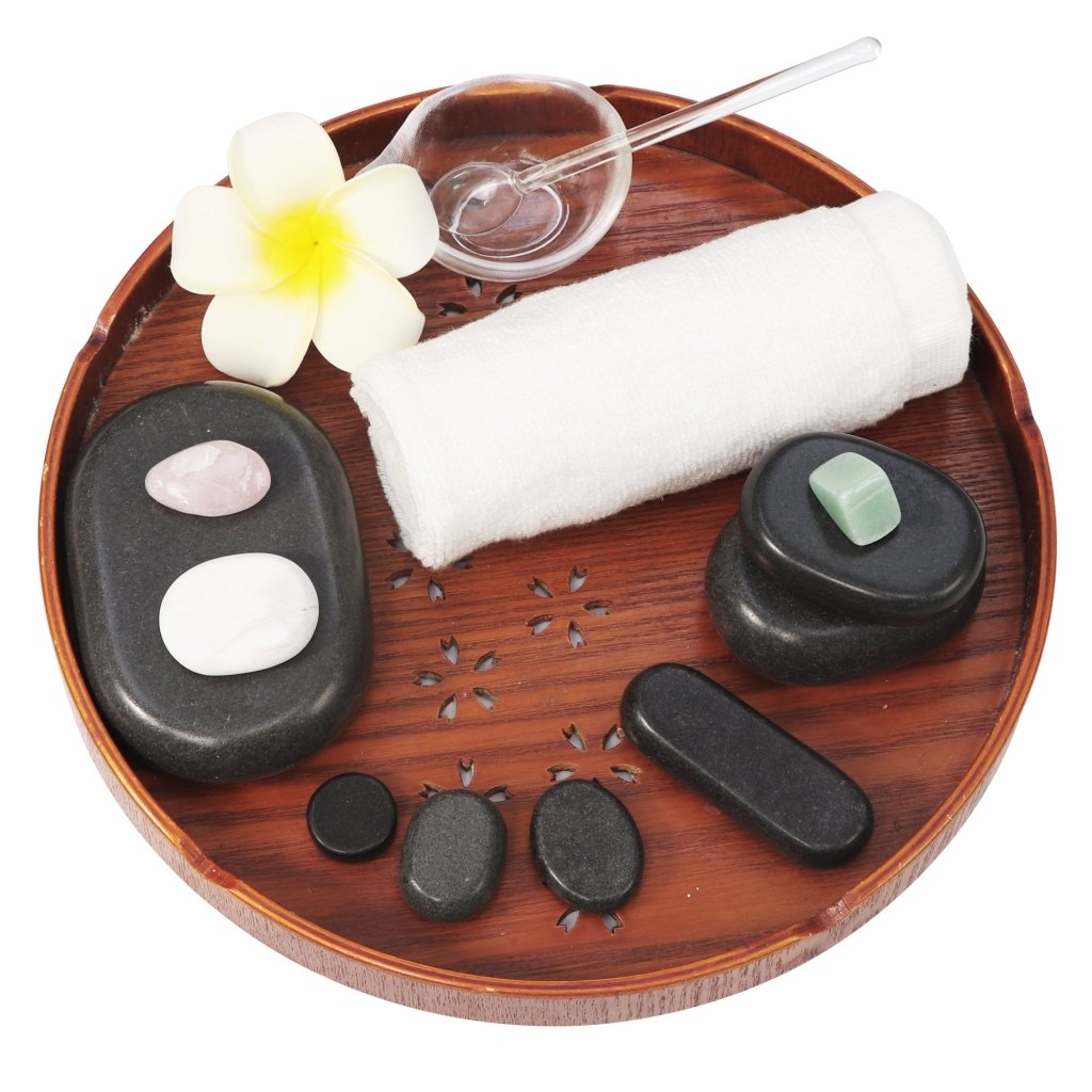 Premium 70-Piece Hot & Cold Stone Massage Kit - Black Lava Basalt Rocks & White Marble Stones with Chakra for Full Body Therapy | Professional Spa, Home Relaxation & Couples Massage Gift Set