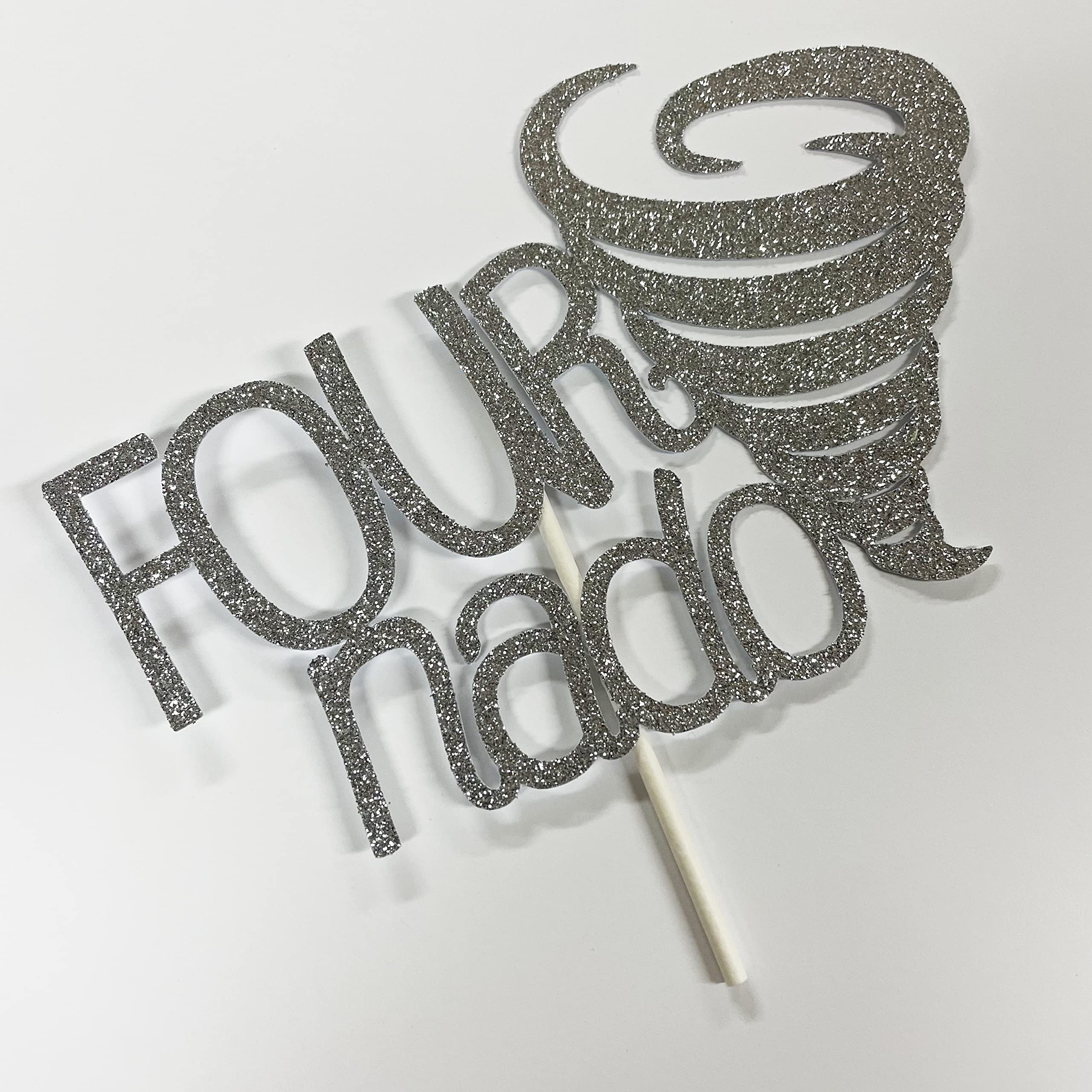 FOURnado Cake Topper - 4-Piece Birthday Cake Decorations Set for Weddings, Baby Showers & Special Events | Durable & Reusable Party Supplies