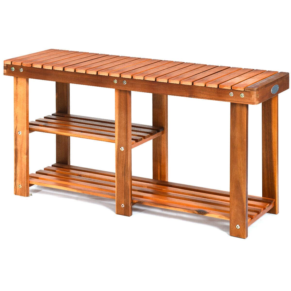 3-Tier Shoe Rack Bench with Partitioned Storage - Sturdy Free Standing Organizer for Boots, Slippers, Sandals & Sneakers - Perfect for Entryway, Bathroom, Living Room, Balcony or Garden Storage Solution