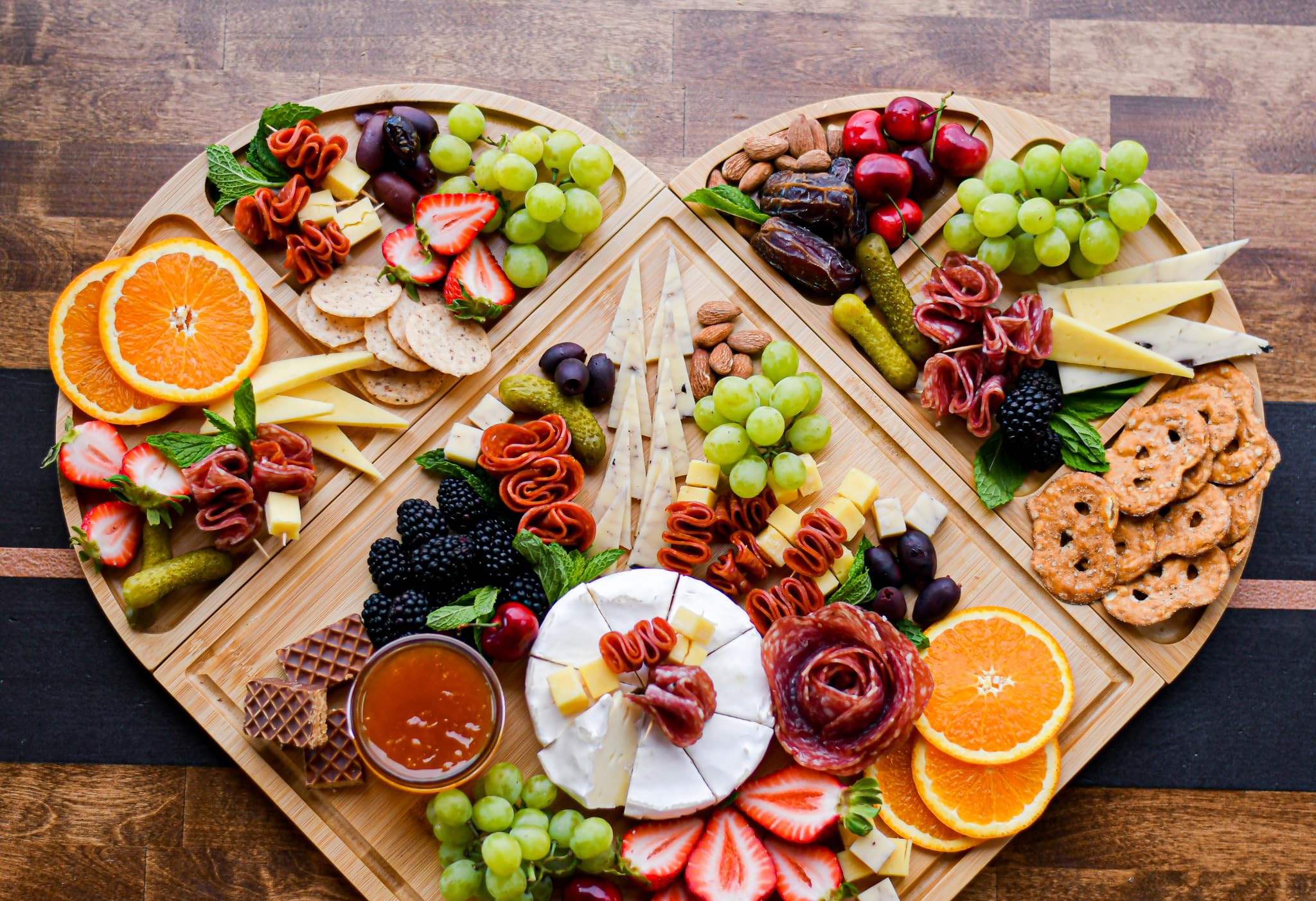 Modern 3-Piece Magnetic Charcuterie Board Set - Bamboo Cheese Board & Serving Tray for Charcuterie, Cheese, Fruits | Perfect Gift for Housewarming, Weddings, St. Patrick's Day | Elegant Serving Ware for Parties, Entertaining & Home Decor