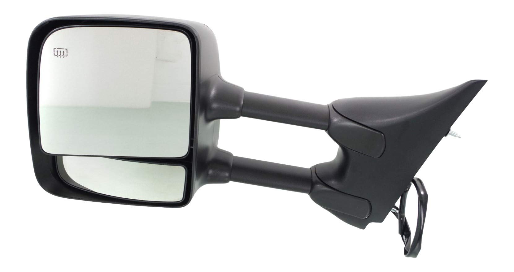 Kool Vue Driver Side Mirror Replacement for 2004-2015 Nissan Titan - Manual Folding, Heated, Chrome, Blind Spot Glass, Towing & Power Glass (Black Base, Part# NI1320202) - Perfect for Enhanced Visibility & Safe Towing