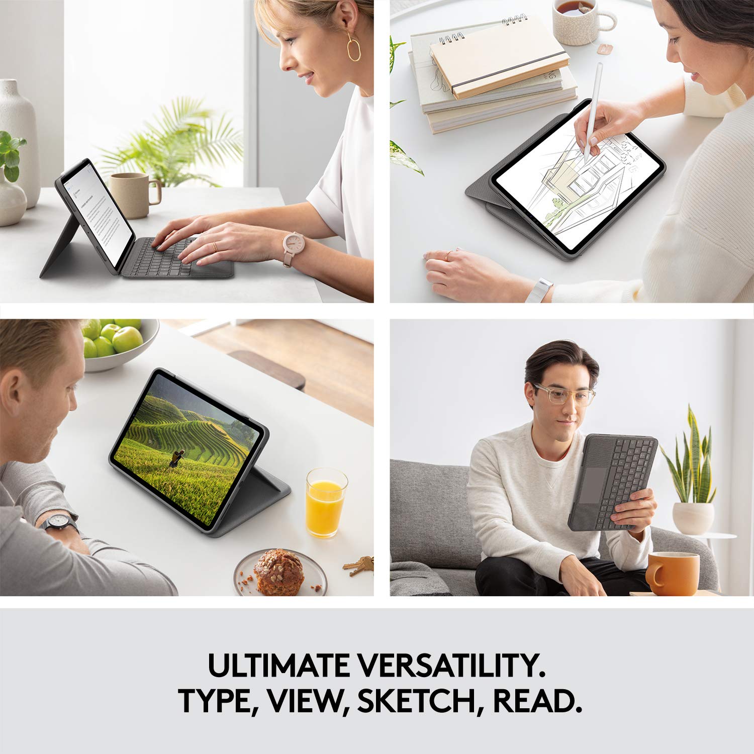 Logitech Folio Touch iPad Keyboard Case with Trackpad & Smart Connector - Compatible with iPad Air 11-inch (M2/M3) & 4th/5th Gen - Graphite - Perfect for Work, Study & Travel