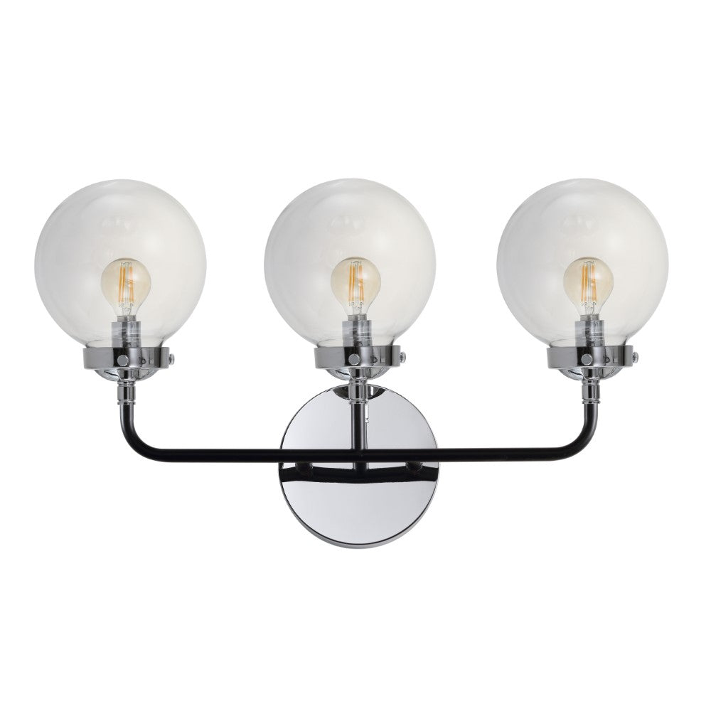 Caleb Brass Vanity Wall Sconce with Clear Glass Shade - Elegant Bathroom Lighting for Mirror, Vanity, and Dressing Area