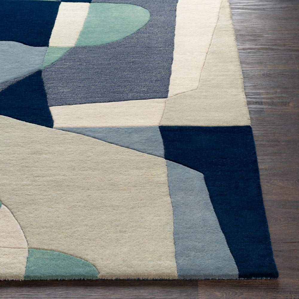 Surya Forum Square Area Rug 4x4 Feet - Soft Modern Blue Indoor Rug for Living Room, Bedroom, Office Decor