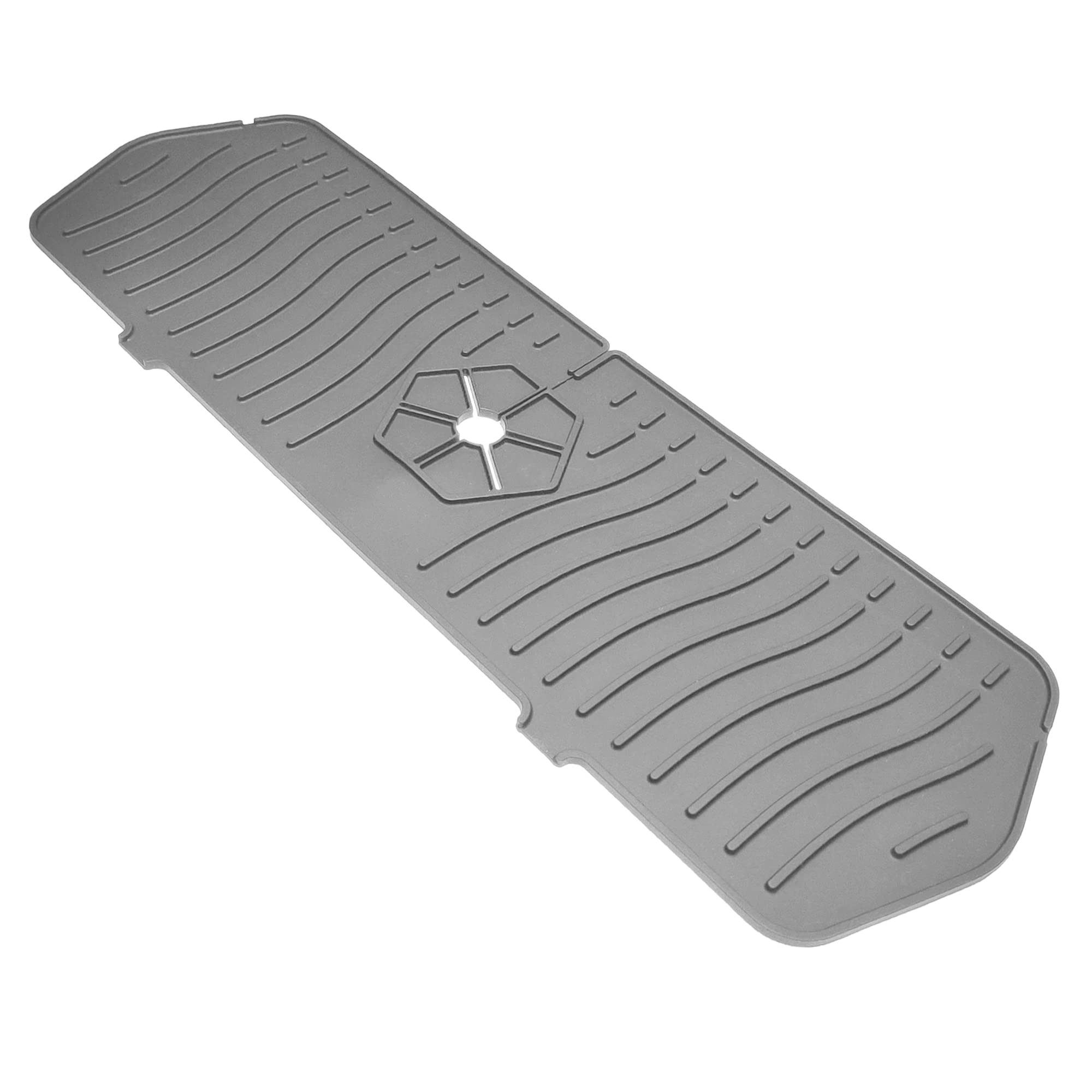 Premium Silicone Sink Splash Guard Set - 3-Piece Kitchen Sink Organizer with Faucet Drip Catcher, Soap Sponge Holder & Non-Slip Mat - Modern Grey Countertop Accessories for Dry, Clean Kitchen (Ideal for Washing Dishes, Food Prep & Keeping Counters Tidy)