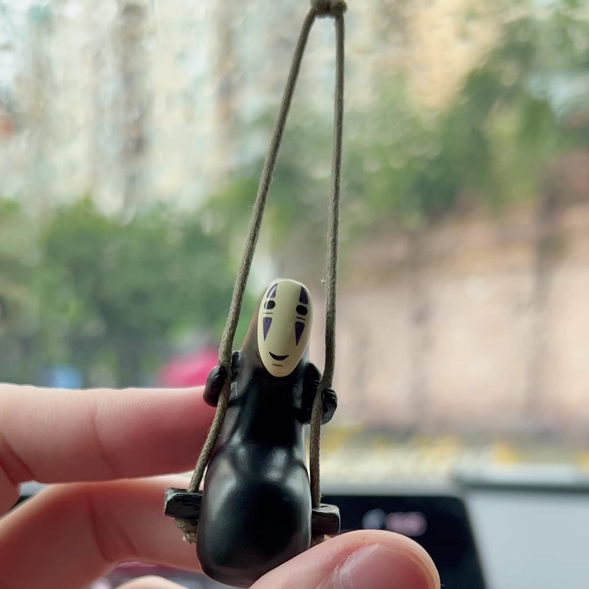 No Face Man Anime Car Pendant Hanging Swing - Cute Car Accessories for Rear View Mirror, Home Office & Garden Decor - Perfect for Studio Ghibli Fans and Kawaii Lovers