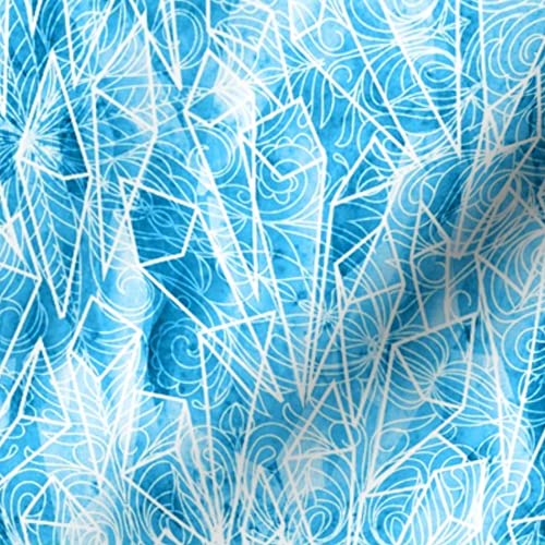Ice Crystals Winter Printed Minky Fabric Fat Quarter - Soft Plush Fabric for Sewing Baby Blankets, Quilt Backing & DIY Crafts - Perfect for Cozy Winter Projects & Nursery Decor