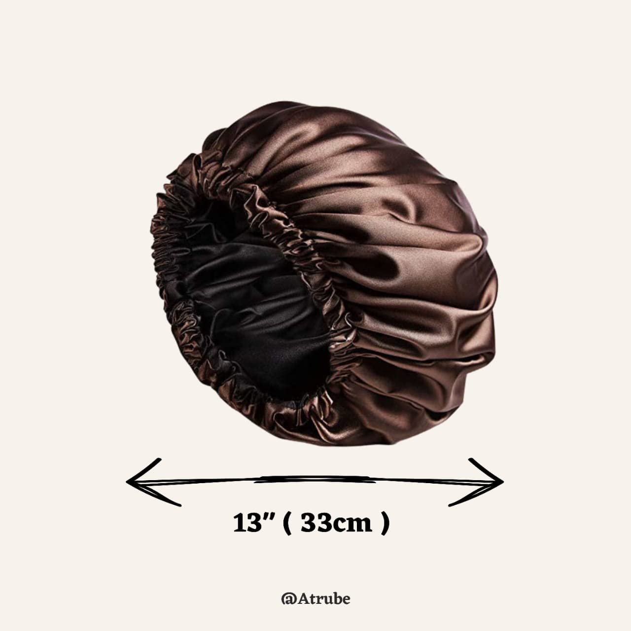Atrube Satin Silk Bonnet for Curly Hair with Scalp Massager Brush - Adjustable Reversible Sleeping Cap for Women - Includes 3 Satin Scrunchies (Brown) - Perfect for Nighttime Hair Protection & Styling