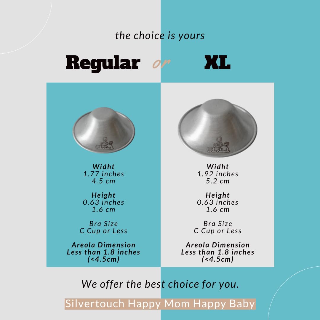 Premium 925 Silver Nursing Cups - Soft & Safe Nipple Shields for Breastfeeding Newborns | Comfortable Nipple Covers for Pain Relief | Essential Baby Registry Must-Haves (XL Size) - Perfect for New Moms & Breastfeeding Support