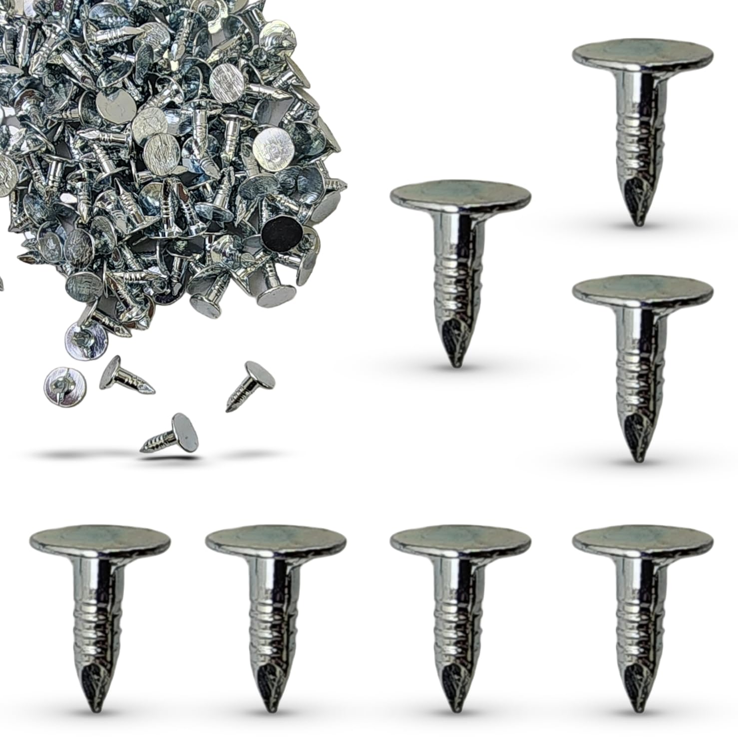 1000 Pack 1/2 Inch Steel Roofing Felt Nails - Broad Head Pins for Shed Roof, Felt Slate Boards & Waterproofing Projects - Durable Construction & Weatherproof Roofing Supplies