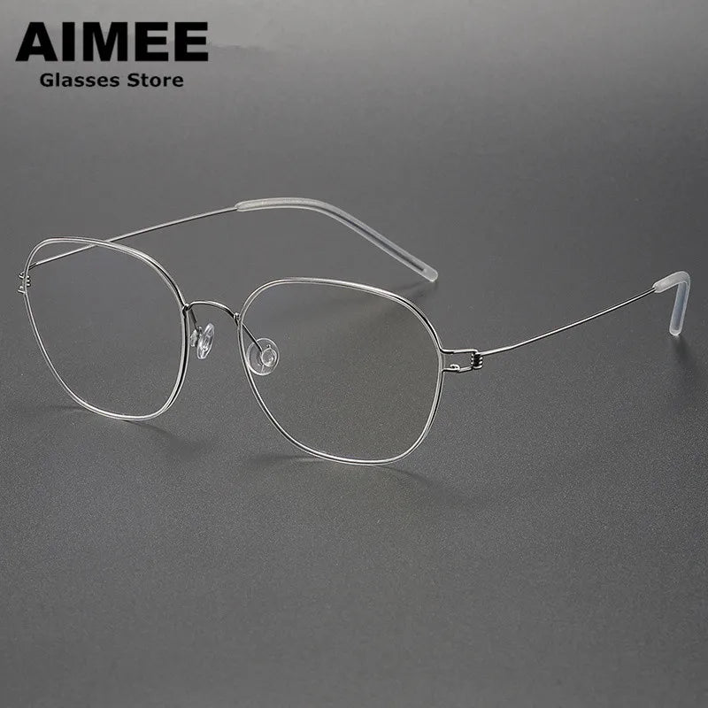 Stylish Aimee Unisex Full Rim Oval Square Screwless Titanium Eyeglasses Frame 5417 - Lightweight & Durable for Work, Reading & Everyday Wear