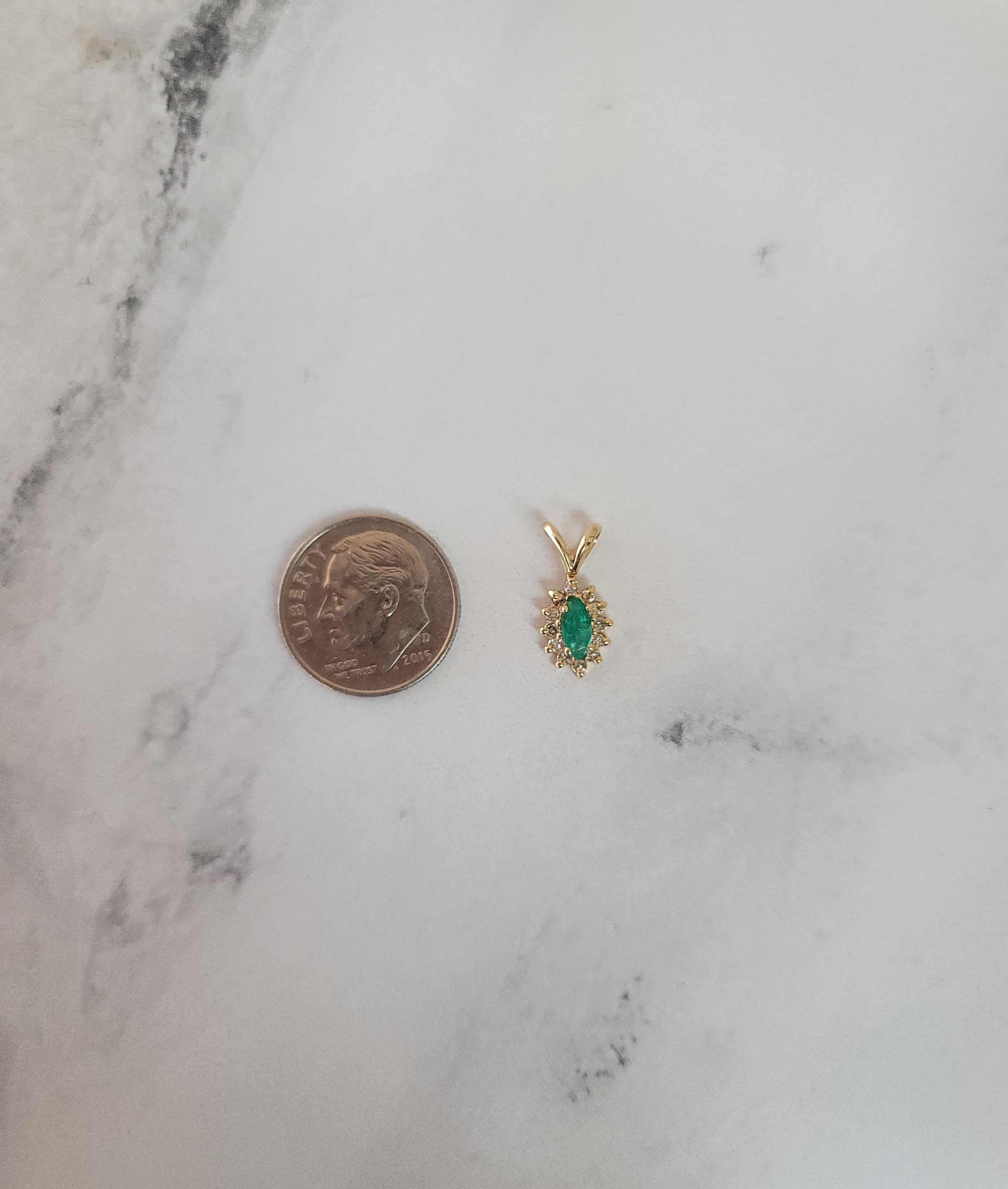 Exquisite Marquise Emerald & Diamond Halo Pendant Necklace - 14K Gold Elegant Jewelry for Women - Perfect for Weddings, Anniversaries & Special Occasions