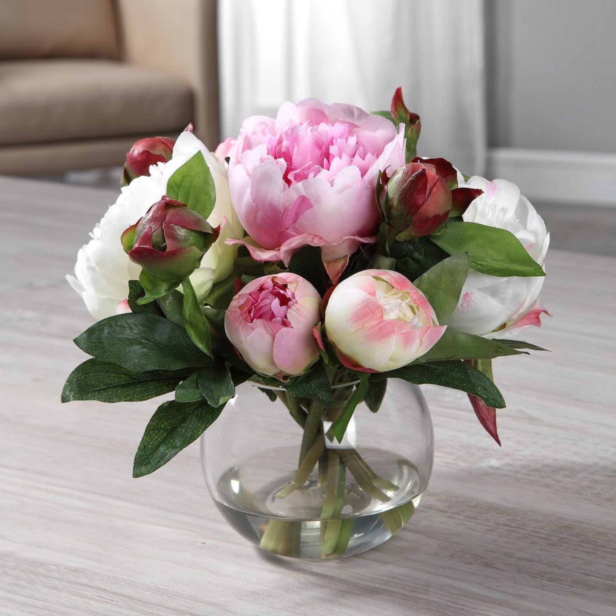 Blaire Faux Peony Bouquet - Artificial Silk Peony Flowers for Home Decor, Wedding Centerpieces & Party Arrangements