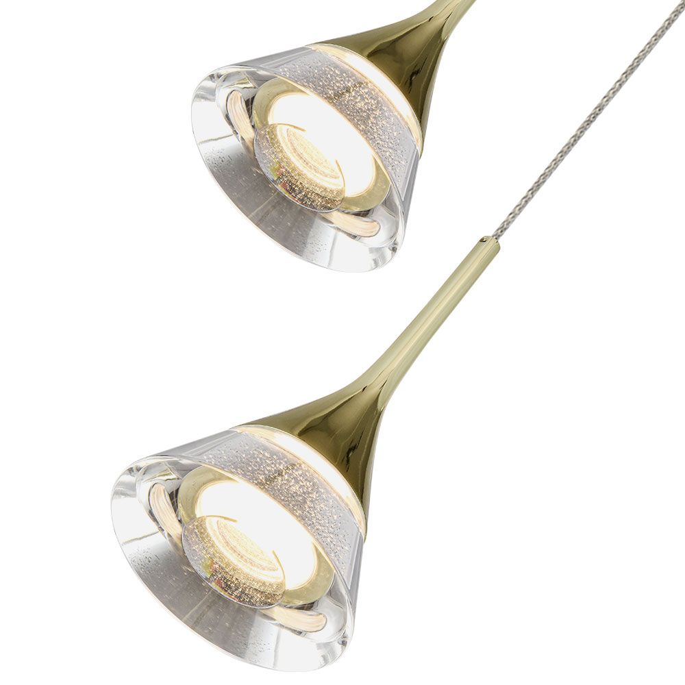 VONN Amalfi 5-Light Gold LED Chandelier with Cone Shades - Modern Crystal Ceiling Light Fixture for Dining Room, Living Room & Bedroom Lighting