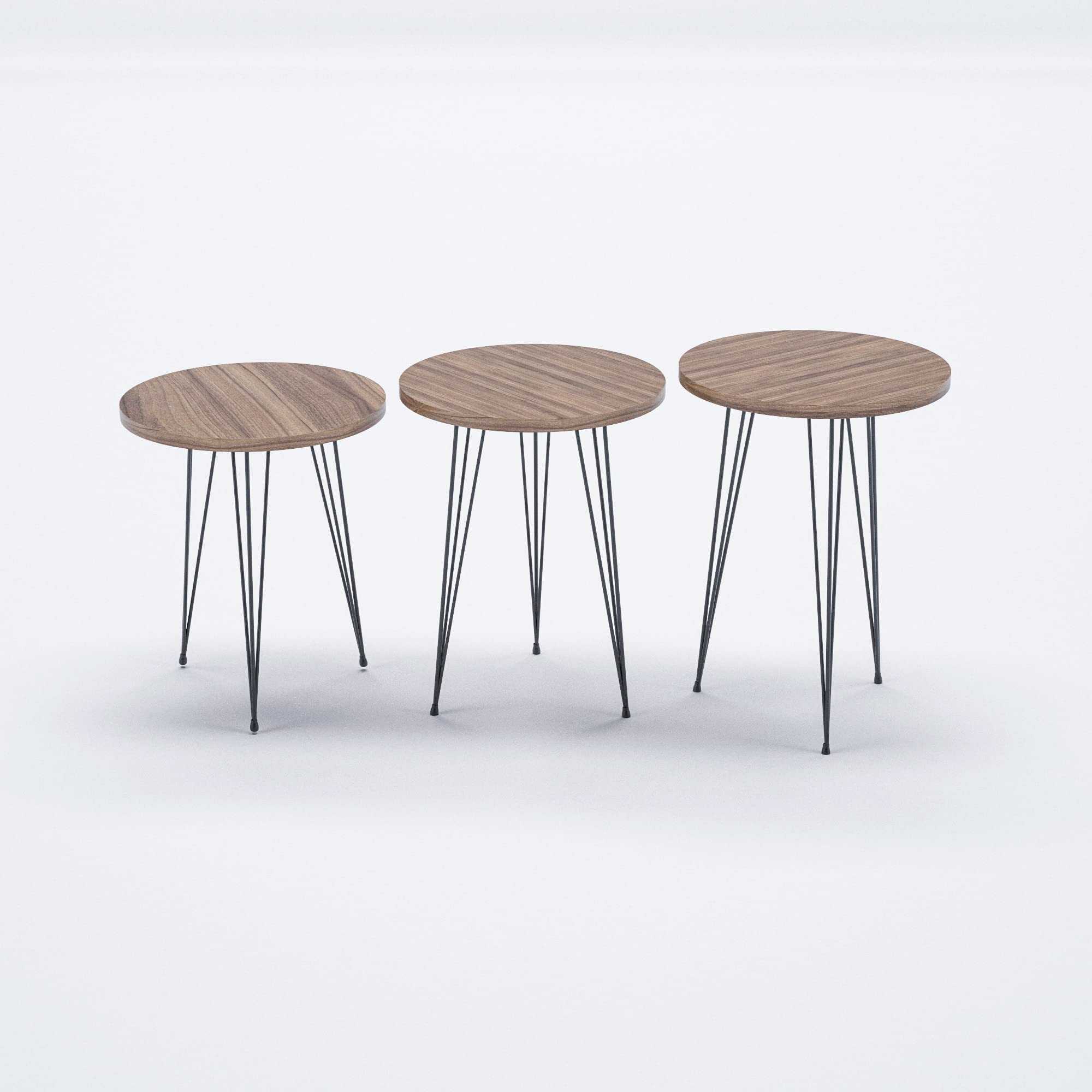 Modern Woodgrain Round Nesting Coffee Table Set of 3 - Living Room Side Tables, End Tables, Nightstands - Perfect for Small Spaces & Home Decor