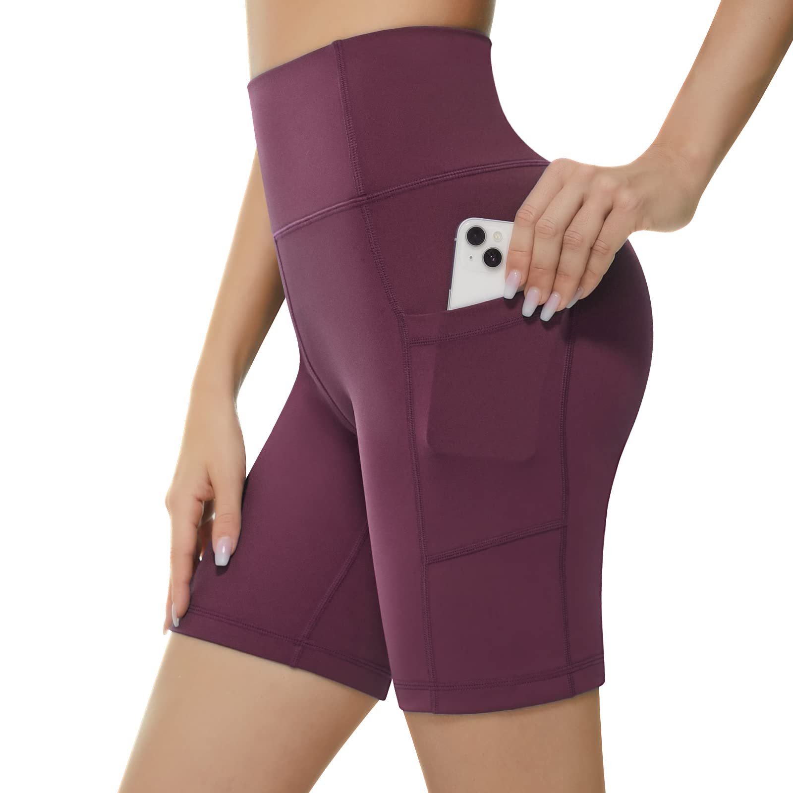 KKB Women's High Waist Yoga Shorts 5'' & 8'' - Tummy Control Workout Running Shorts with Side Pockets - Perfect for Gym, Yoga, Pilates & Casual Wear
